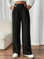 Damen Weitgeschnittene Palazzo-Hose mit elegantem Knopfdetail R&B