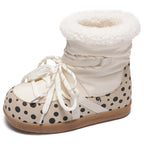Damen Kuschelige Winterstiefel mit modischem Polka-Dot Design und weichem Kunstfellkragen R&B