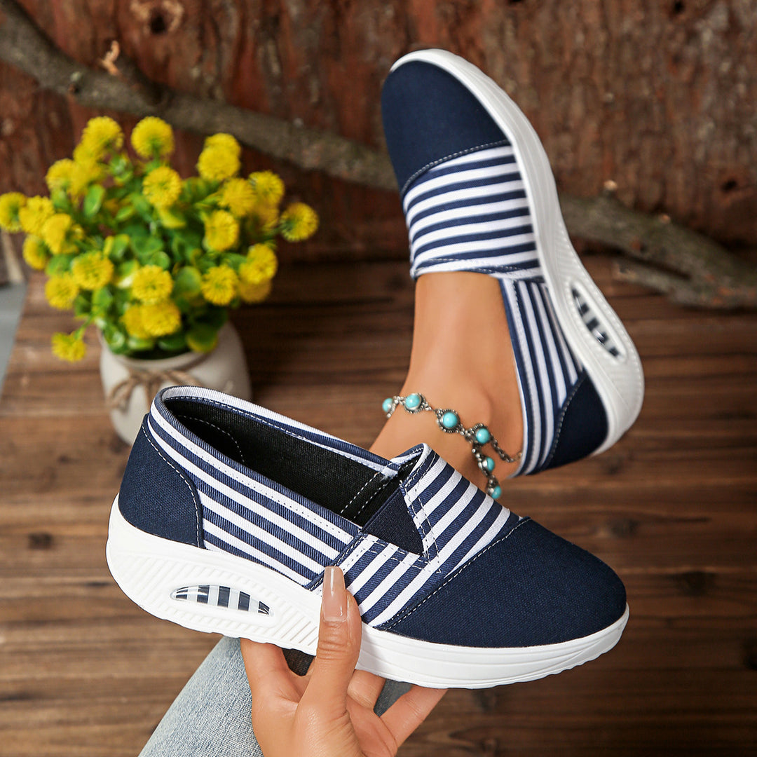 Damen Komfortable Freizeit-Sneaker mit modischem Streifenmuster R&B