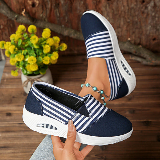 Damen Komfortable Freizeit-Sneaker mit modischem Streifenmuster R&B