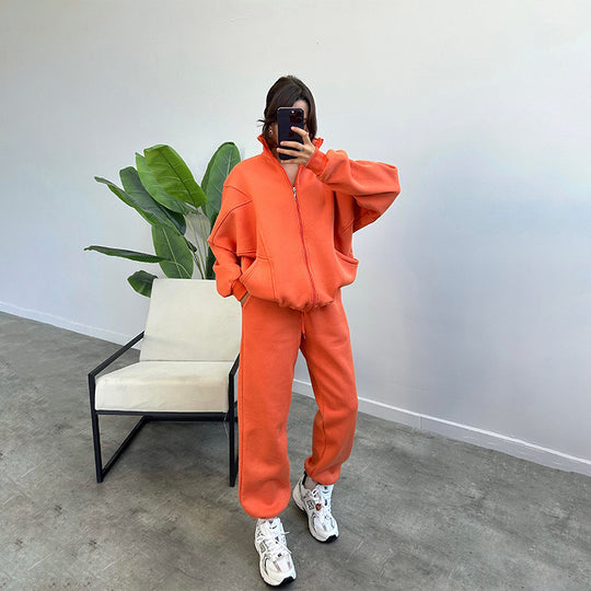 Damen lässiger Zweiteiler mit oversized Hoodie und Jogginghose R&B