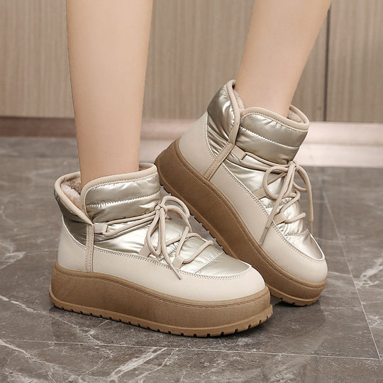 Damen modische Winterstiefeletten mit warmem Kunstfell und robuster Sohle R&B