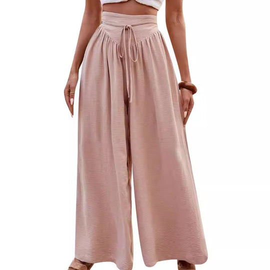 Damen Weite Palazzo-Hose mit elastischem Bund und stylischem Kordelzug R&B
