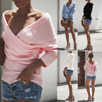 Damen Lässiger Strickpullover mit tiefem V-Ausschnitt und oversize Schnitt R&B