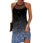 Damen Neckholder Kleid mit funkelndem Gradient-Design R&B