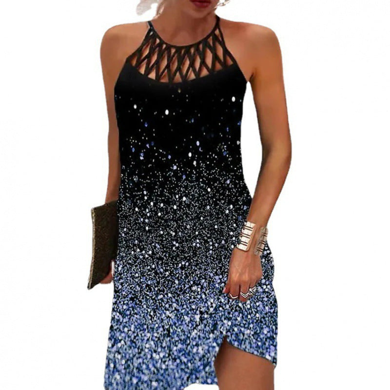 Damen Neckholder Kleid mit funkelndem Gradient-Design R&B