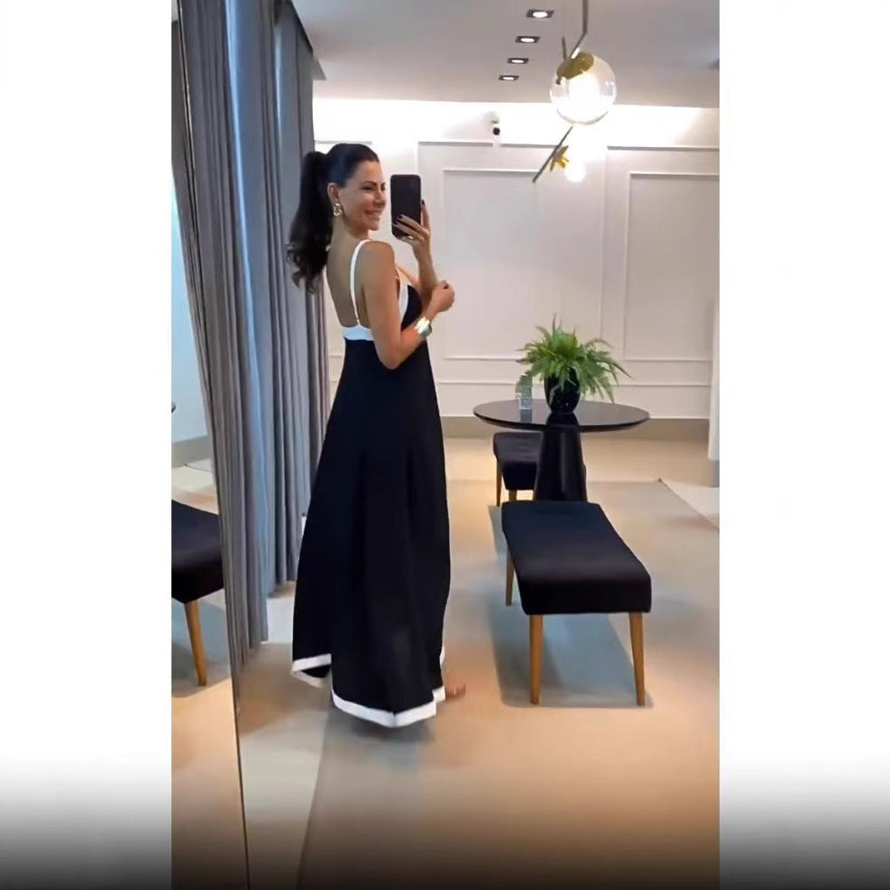 Damen Maxikleid mit eleganten Trägern R&B
