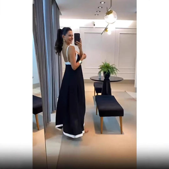 Damen Maxikleid mit eleganten Trägern R&B