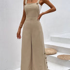 Damen Jumpsuit mit modernen Details und dekorativen Knöpfen R&B