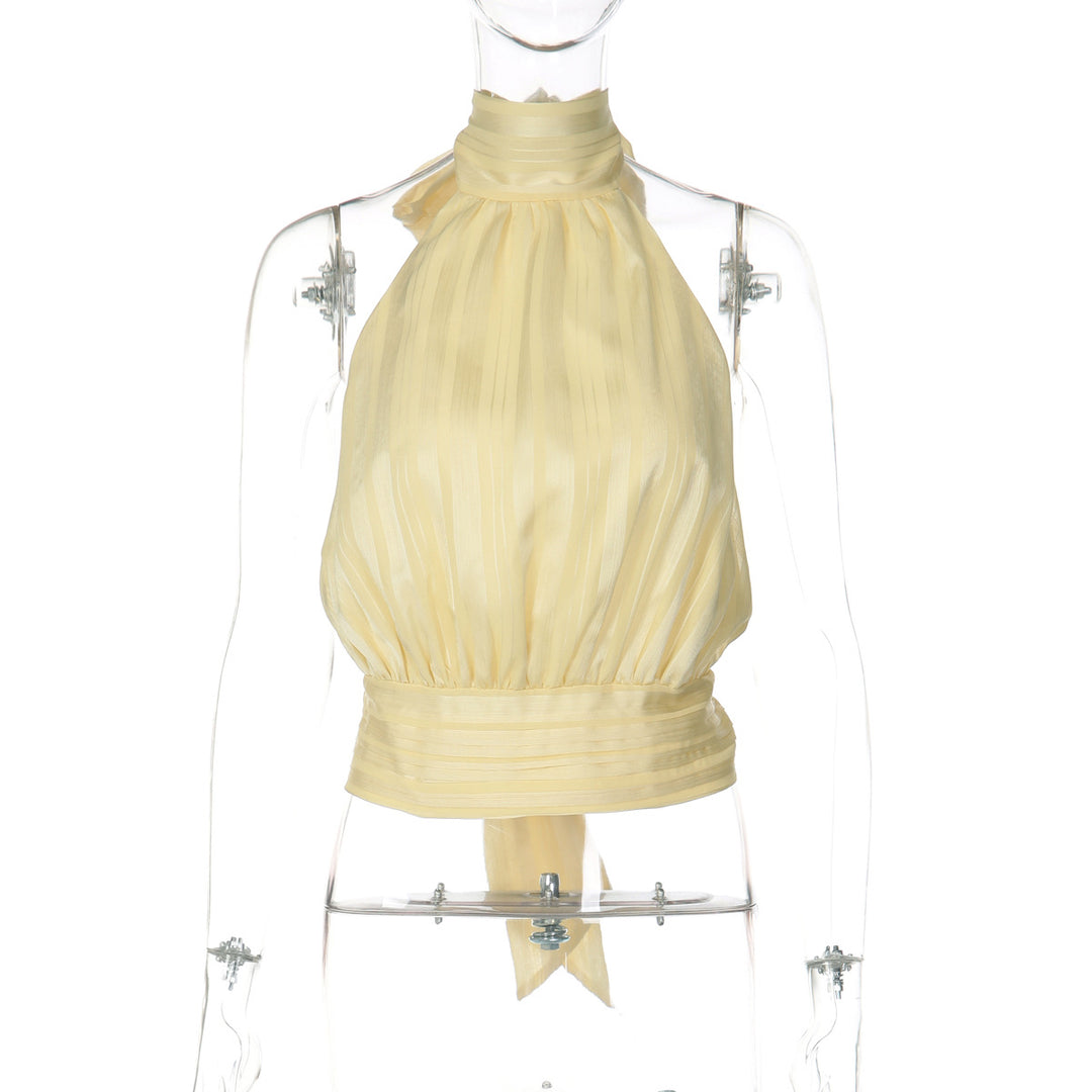 Damen Elegantes Haltertop mit Plisseeverarbeitung R&B
