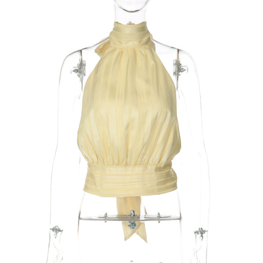 Damen Elegantes Haltertop mit Plisseeverarbeitung R&B