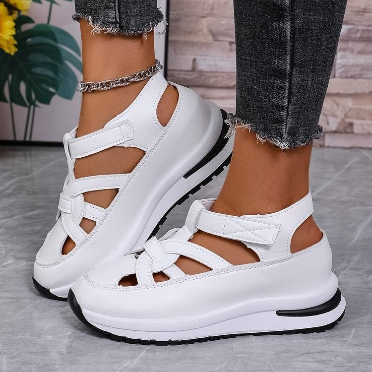 Damen bequeme Riemensandalen mit gepolsterter Laufsohle und verstellbaren Riemen EB