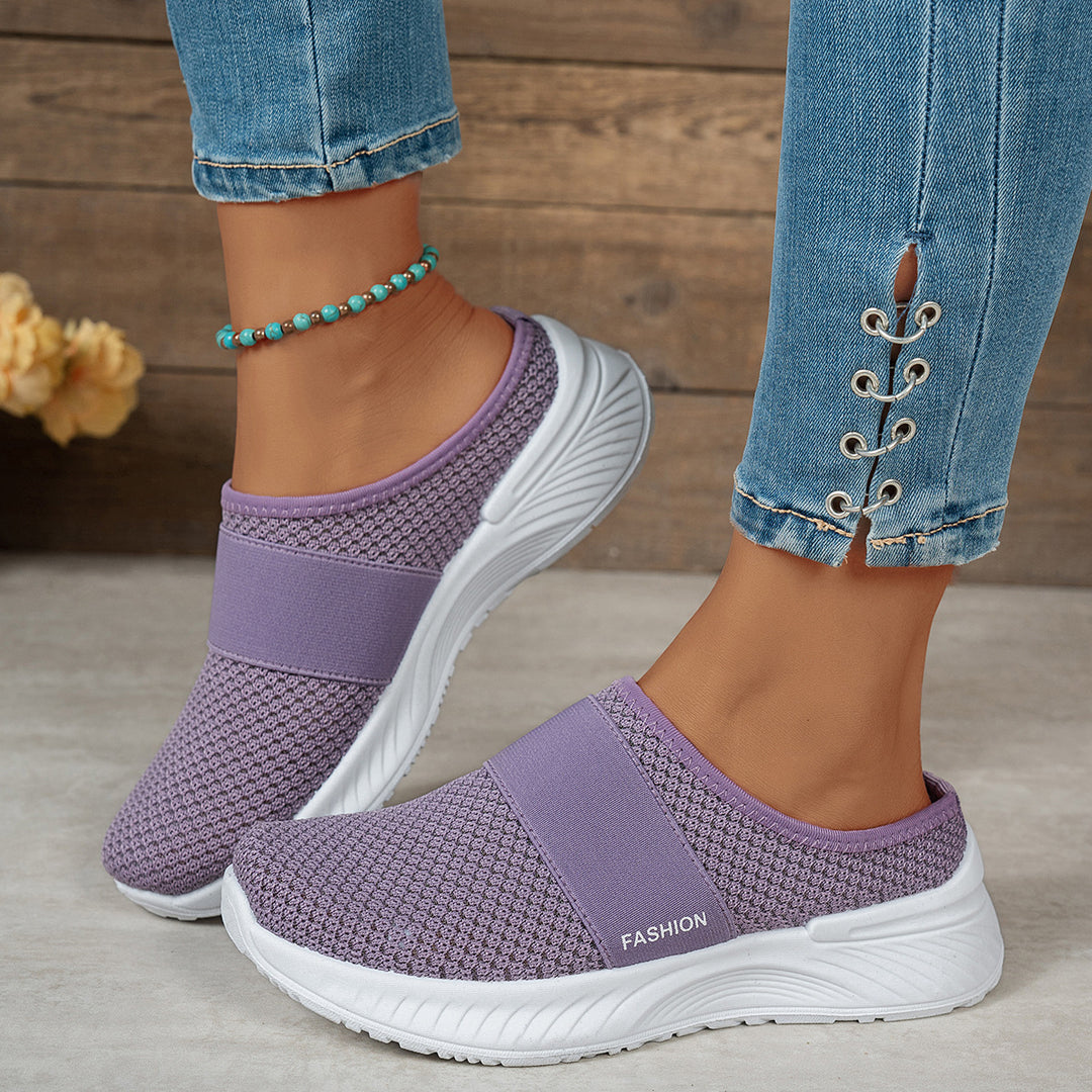 Damen Bequeme Slip-On Freizeitschuhe mit elastischem Riemen R&B