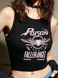 Damen Crop-Top mit auffälligem Grafikdesign und edgy Schriftzug R&B