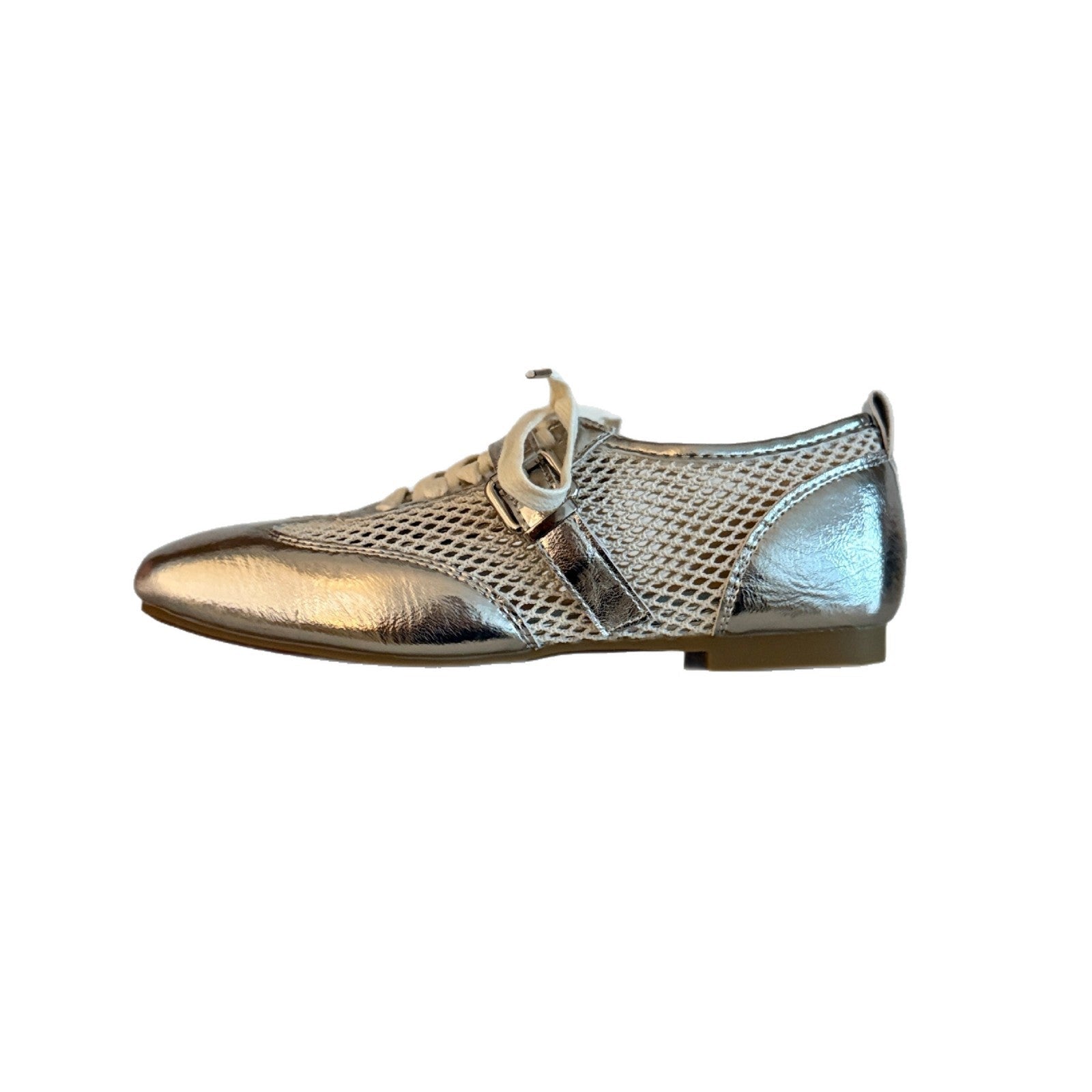 Damen sportive Ballerinas mit atmungsaktivem Netzdesign und glänzender Oberfläche