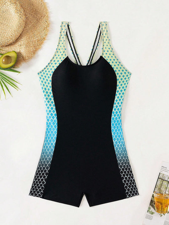 Damen Sportlicher Einteiler Badeanzug R&B 1782103762