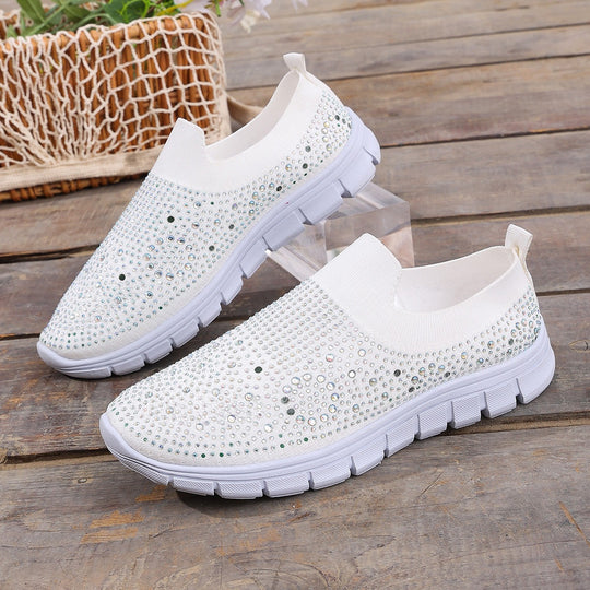 Damen Slip-On Sneakers mit funkelnden Strass-Applikationen R&B