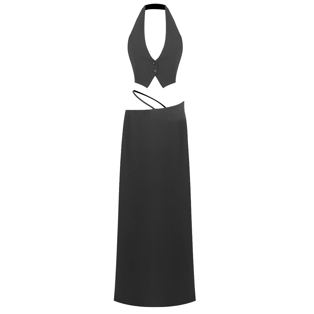 Damen Elegantes Crop-Top mit Maxirock R&B