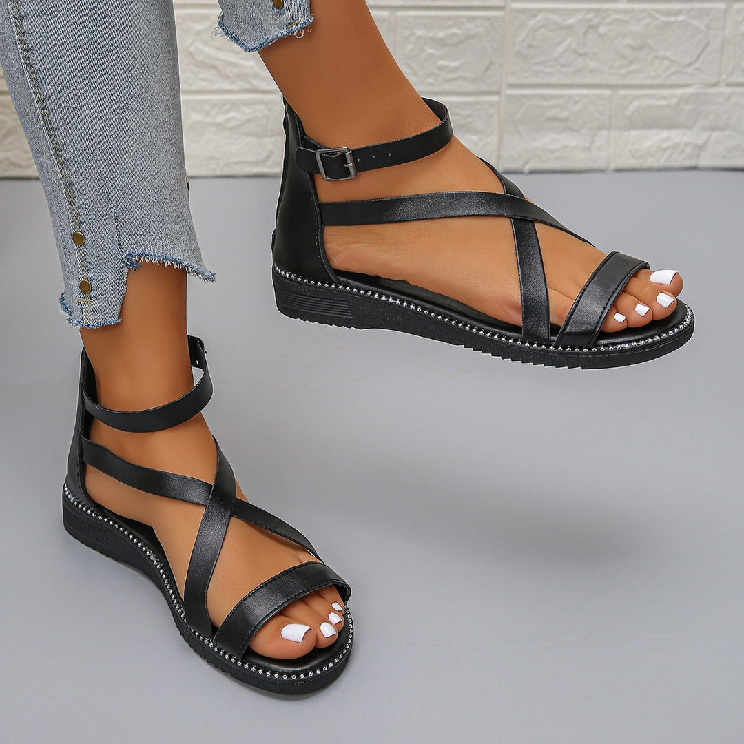 Damen Riemchen-Sandalen mit komfortablem Fußbett und eleganter Schnallenverzierung R&B