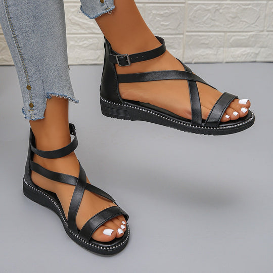 Damen Riemchen-Sandalen mit komfortablem Fußbett und eleganter Schnallenverzierung R&B