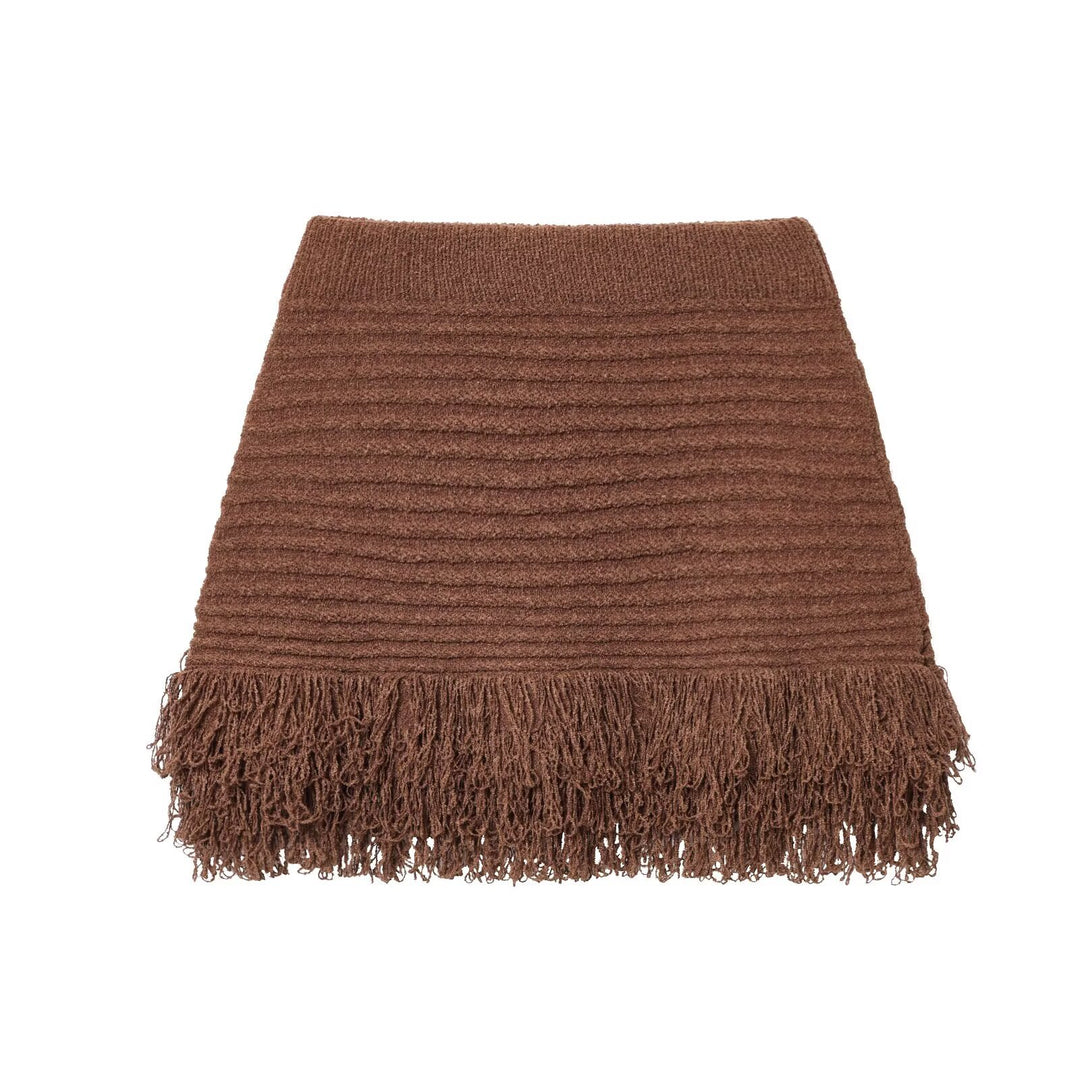 Damen Kurzarm-Strickjacke mit fransigem Saum und dekorativen Knöpfen R&B