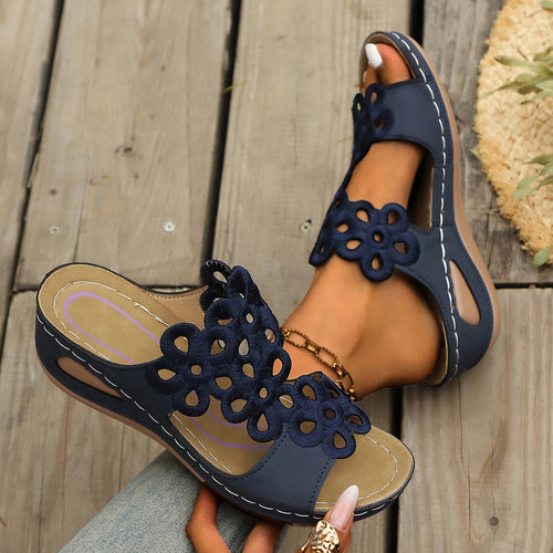 Damen Wedge-Sandalen mit elegantem Blumen-Design R&B