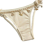 Damen Triangel-Bikini mit dekorativen Schnürdetails und zarten Rüschenelementen R&B