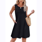 Damen Sommerkleid mit eleganter Faltenstruktur und praktischen Eingrifftaschen R&B