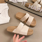 Damen Komfortable Wedgesandalen mit doppeltem Riemen und leichtem Fußbett EB