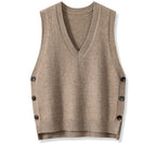 Damen Strickweste mit V-Ausschnitt und Knopfdetails R&B