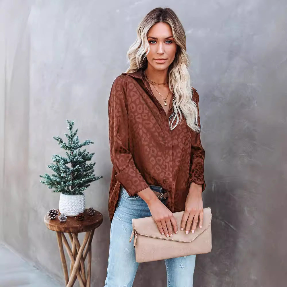 Damen Elegante Bluse mit feinem Strukturmuster und durchgehendem Knopfverschluss R&B
