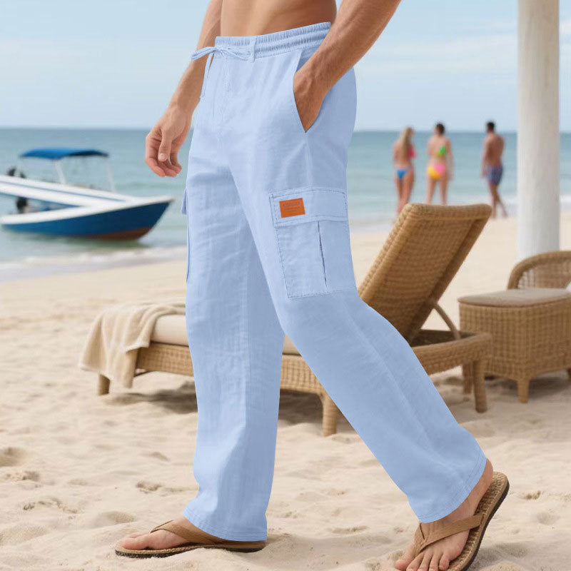 Herren nan maritime Strand-Cargohose im Relaxschnitt mit elastischem Tunnelzugbund R&B