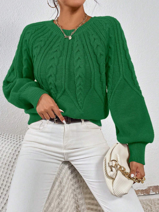 Damen Strickpullover mit Zopfmuster und weitem Schnitt R&B