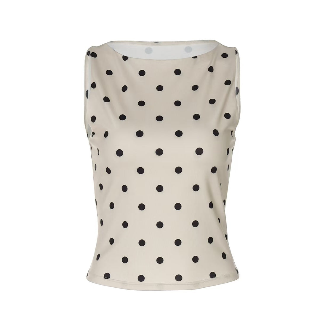 Damen Ärmelloses Polka-Dots Oberteil R&B