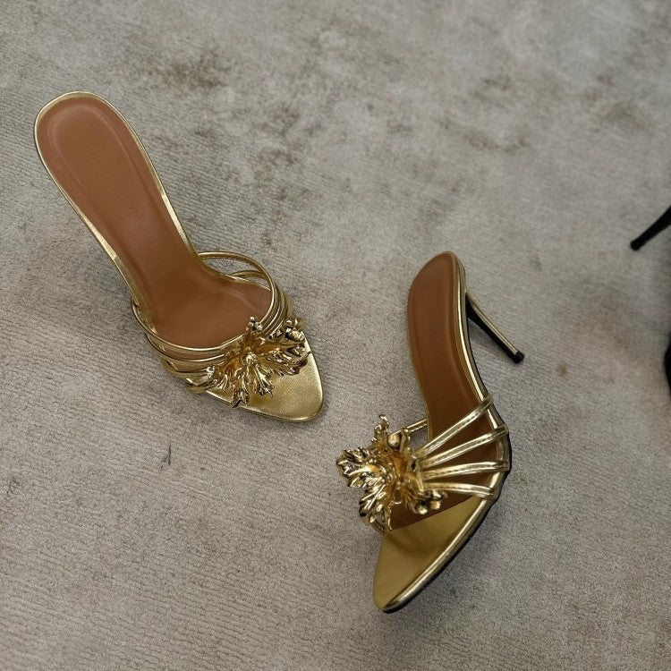 Damen offene High Heel Sandalen mit dekorativem Riemendesign R&B