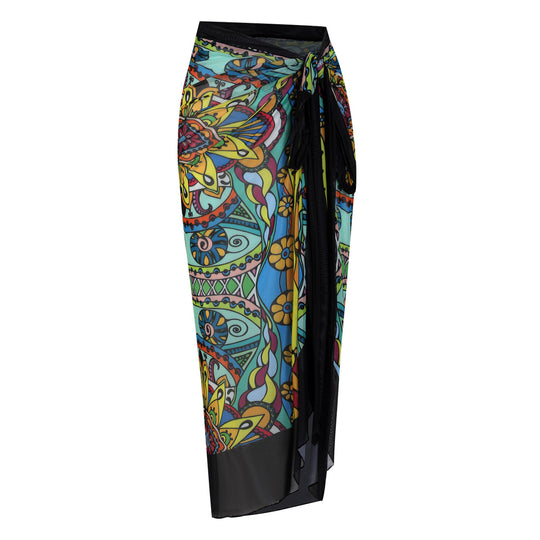 Damen Strandumhang mit buntem Muster und eleganten Schnürdetails R&B