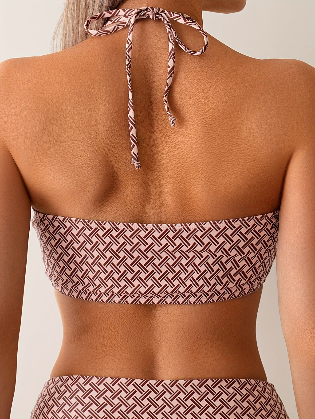 Damen Hochtailliertes Bikini-Set mit dekorativem Ausschnitt R&B