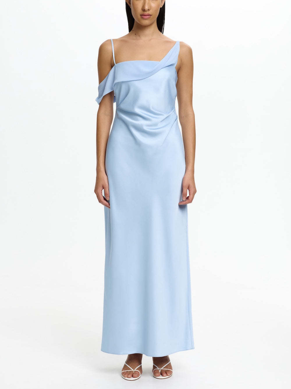 Damen Elegantes Maxikleid mit asymmetrischem Oberteil und fließendem Schnitt R&B