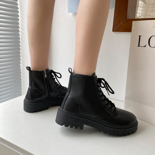Damen modische Schnürstiefeletten mit robustem Profil R&B