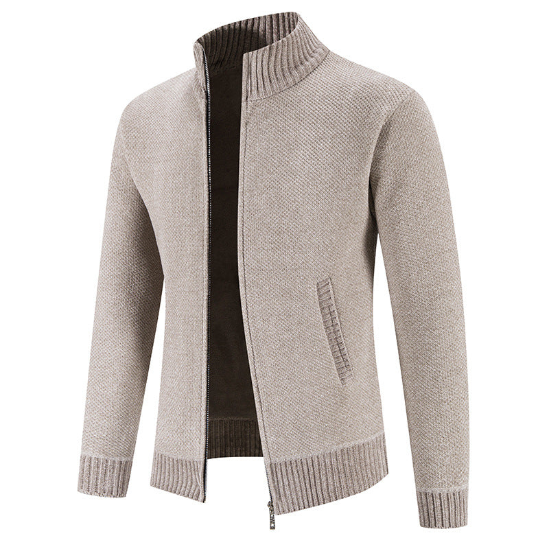 Herren modische Strickjacke mit hochgeschlossenem Kragen und Reißverschluss R&B
