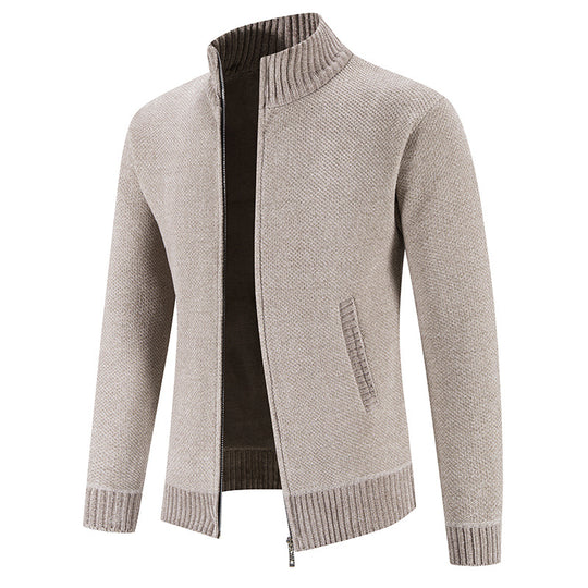 Herren modische Strickjacke mit hochgeschlossenem Kragen und Reißverschluss R&B