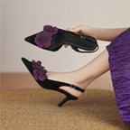 Damen Slingback Ballerinas mit floralen Akzenten R&B