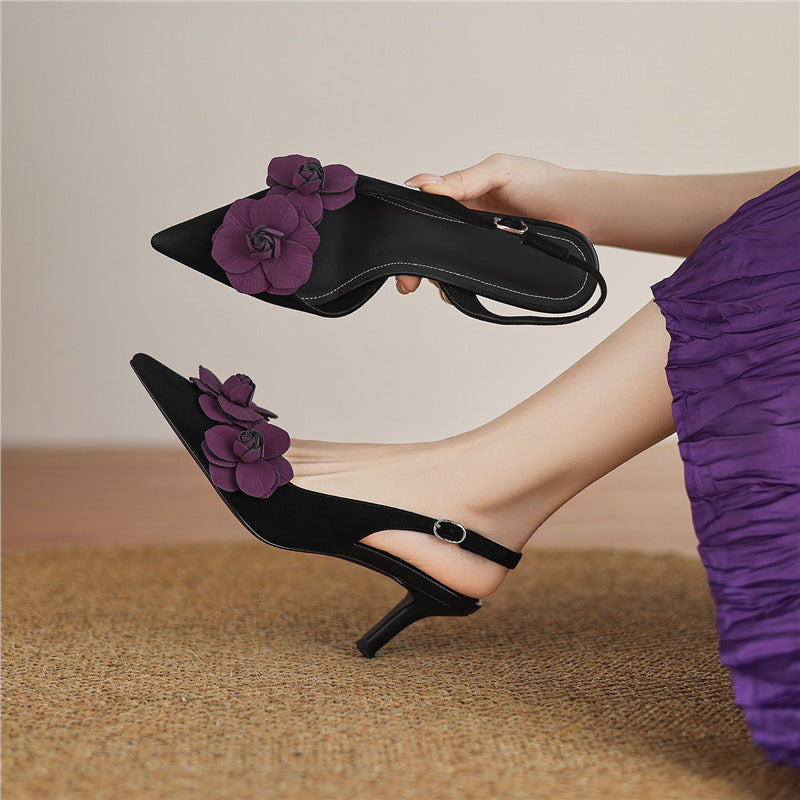 Damen Slingback Ballerinas mit floralen Akzenten R&B