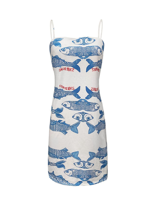 Damen Sommerliches Strandkleid mit einzigartigem Fischmuster R&B