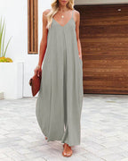 Damen Maxikleid mit v-ausschnitt und fließendem Schnitt R&B