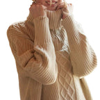 Damen Strickpullover mit hohem Kragen und Zipper R&B