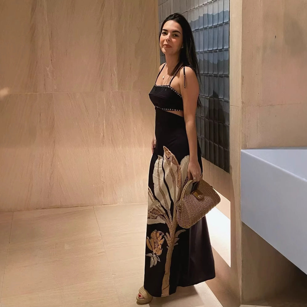 Damen Maxikleid mit floralem Print und eleganten Trägern R&B