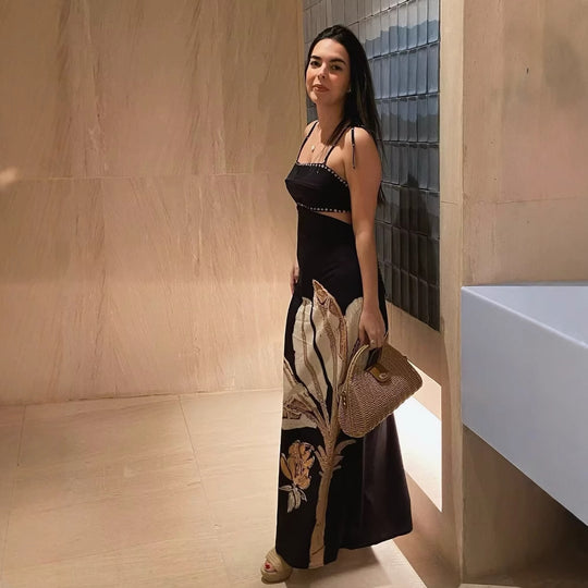 Damen Maxikleid mit floralem Print und eleganten Trägern R&B