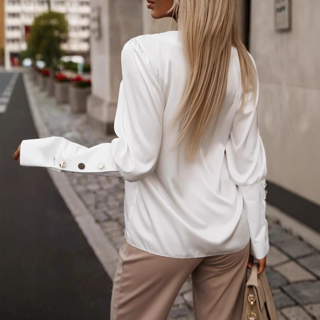 Damen gehobenes Oberteil mit eleganten Knopfdetails R&B