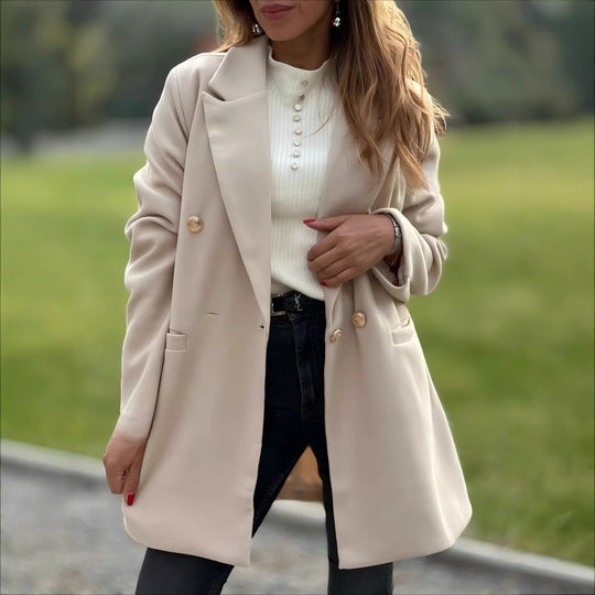 Damen Eleganter Langblazer mit herausragenden Knöpfen R&B